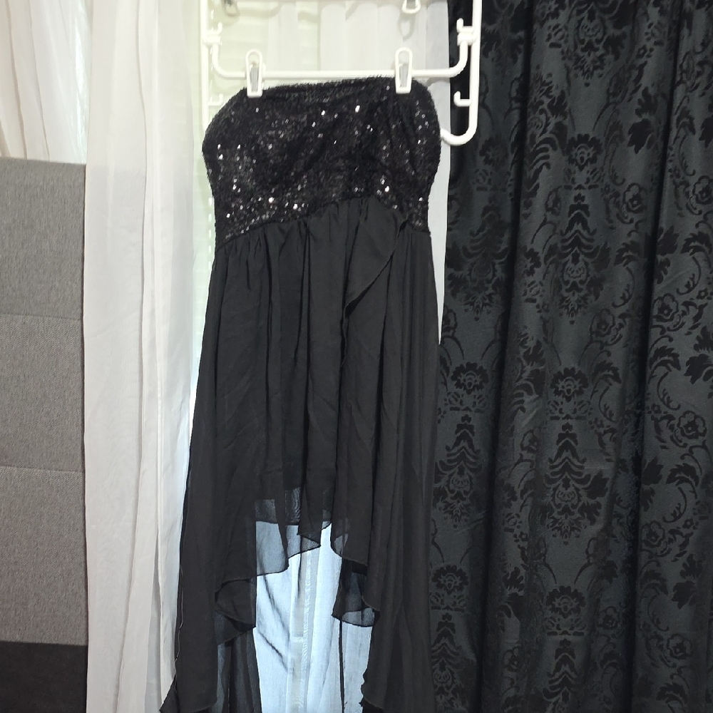 Black Strapless Sequin Dress